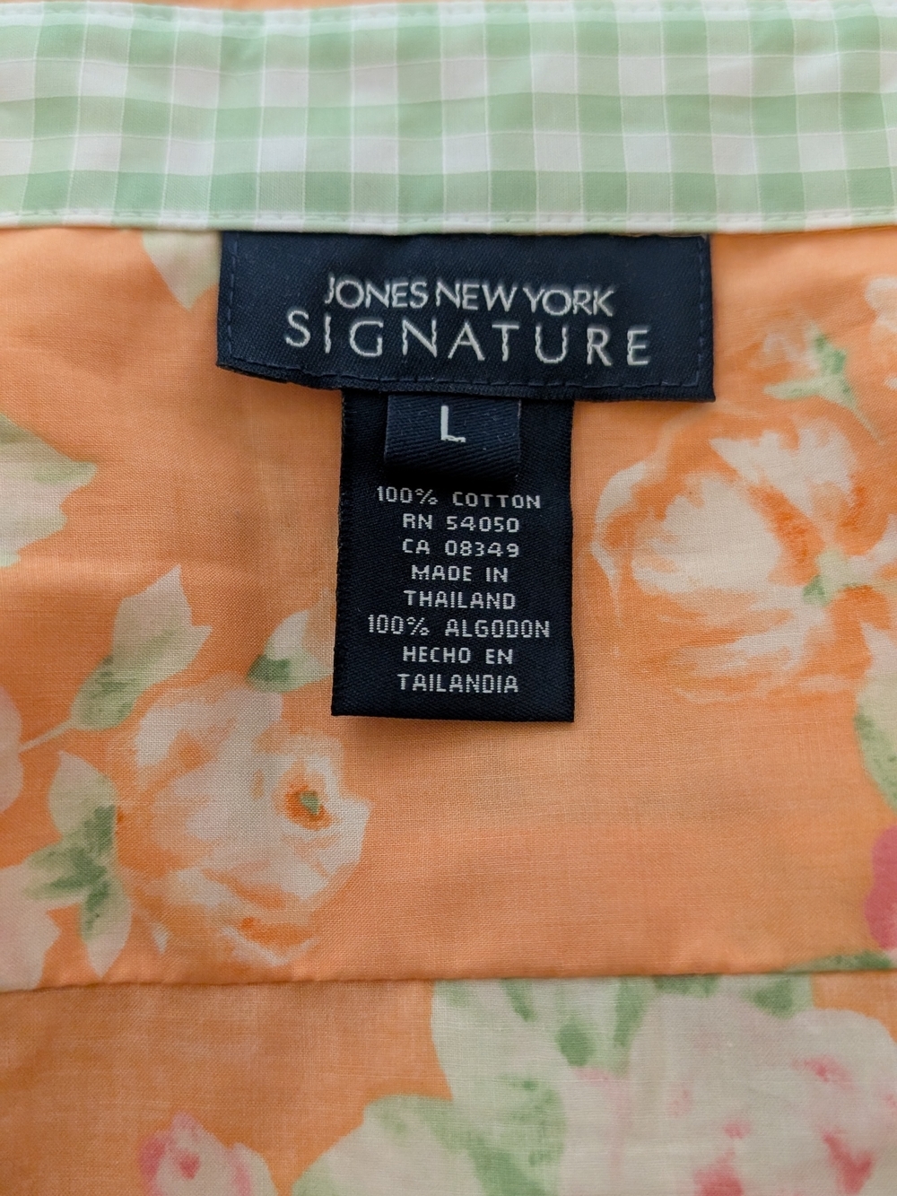 NWT Jones New York Signature Peach Floral Cotton Button-Up - Picture 5 of 8